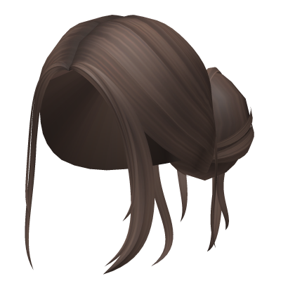 -',ৎ Brown Lazy Messy Summer Bun with Bangs