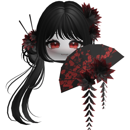 Side Ponytail w/ Cherry Blossoms & Fan