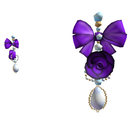 ✨ Rococo Coquette Purple Bow w Pearls Earrings Roblox item