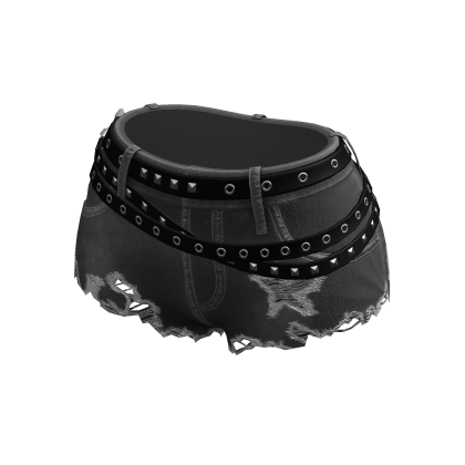 Y2K Ripped Denim Shorts Punk Goth Grey w/ Crosses thumbnail