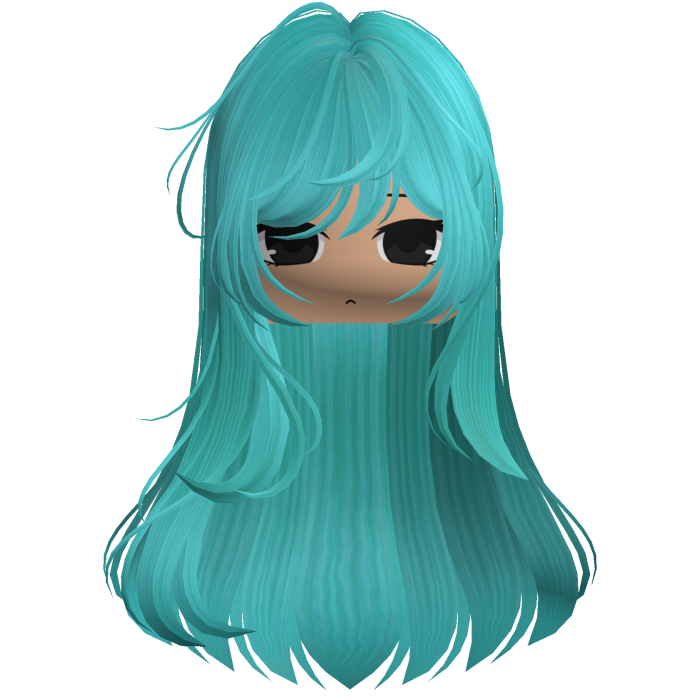 Long Straight Girl Hair (Cyan)