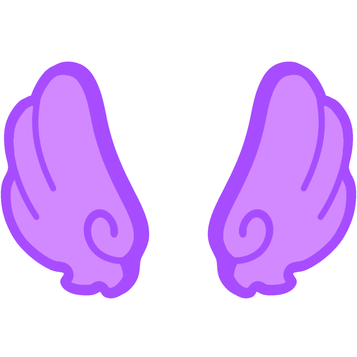 ♡ Cute Upward Glowing Angel Wings in Purple