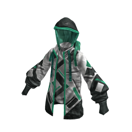 Sci-fi Hoodie | White & Jade | Futuristic thumbnail
