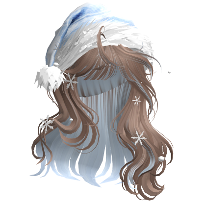Christmas Hair w/Santa Hat (Brown&Blue)