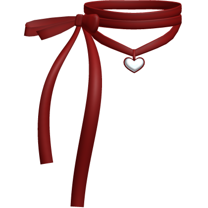 Red Kawaii Heart Charm Coquette Ribbon Choker