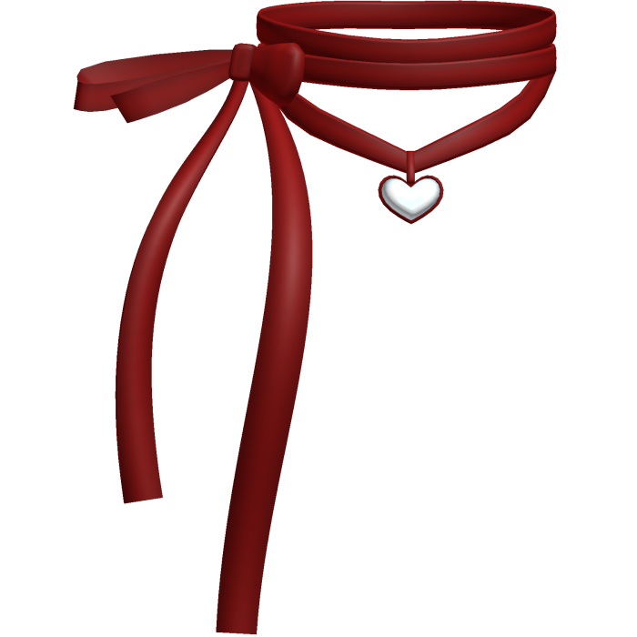 Red Kawaii Heart Charm Coquette Ribbon Choker