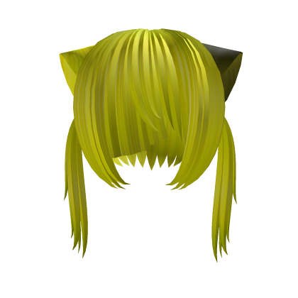 🖤꒱ yellow w/black spot kitty pigtails w/razor cut
