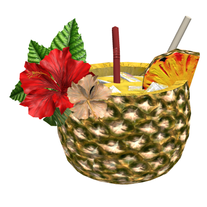 Pineapple Tropical Drink w/ Hibiscus Flowers