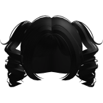 ♡ (FREE) Kawaii black swirly fluffy pigtails