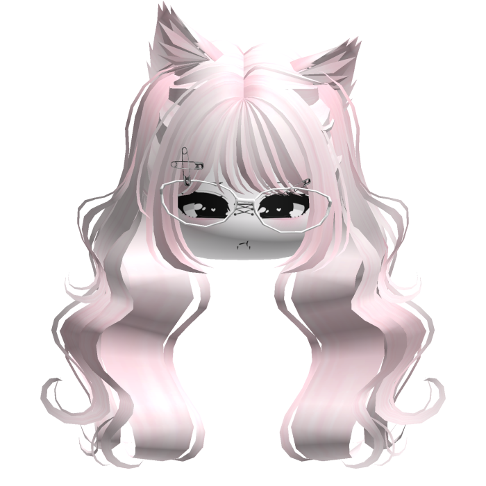 Wavy Moe Pigtails w/ Cat Ears (Light Pink)