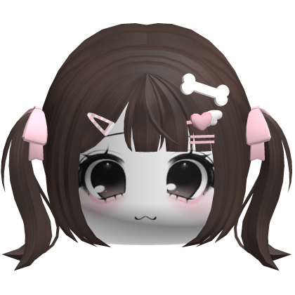 ♡ cutecore kawaii pupbone pigtail anime hair brown Roblox item