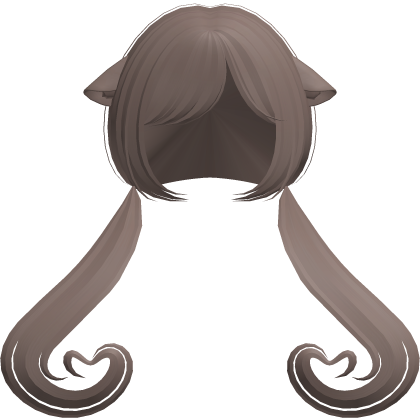 ♡ : cute long swirly kitty pigtails ash brown Roblox item