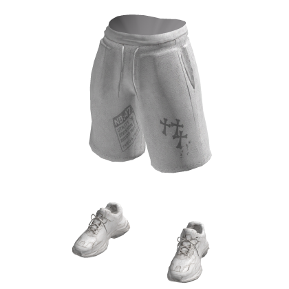Distressed Cross Shorts w/ Sneakers