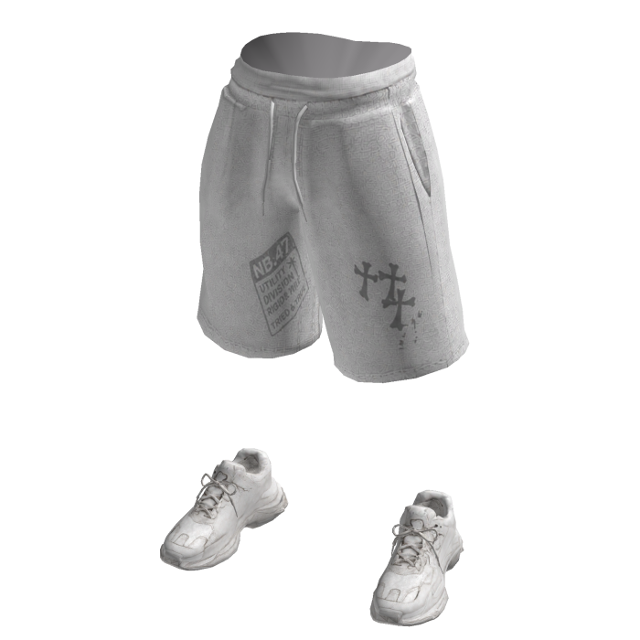 Distressed Cross Shorts w/ Sneakers