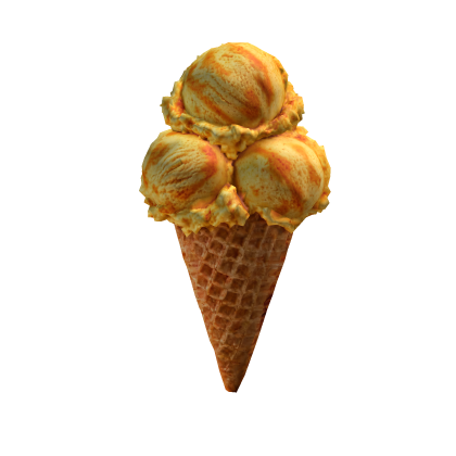 Three scoops of mango ice cream