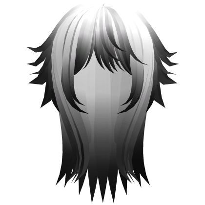 cute messy long moe hair with tufts in white black