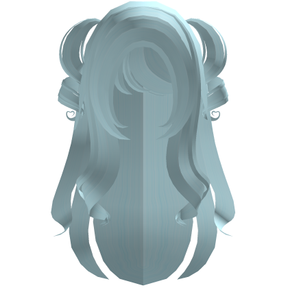 sweet cute cyan long wavy hair w twin pigtails