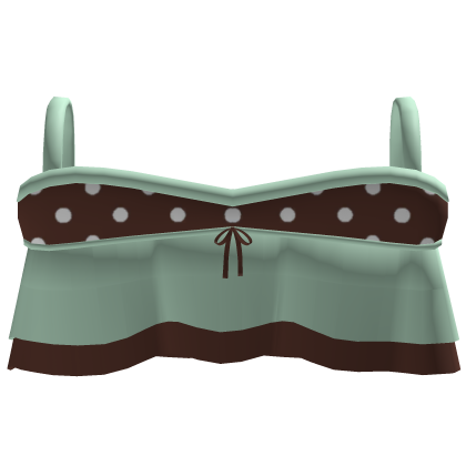 Ruffle Bow Shirt (Mint Green and Brown) Roblox item
