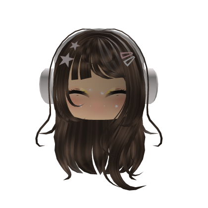 Soft Girl Brown Hair w/ White Headphones & Clips Roblox item