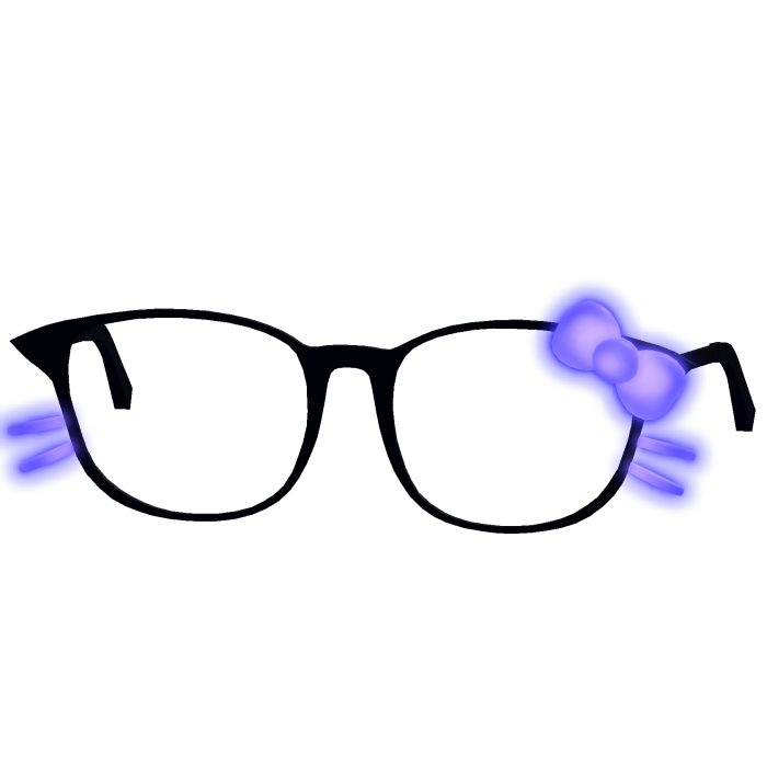 Purple Glowing Kitty Bow Black Glasses