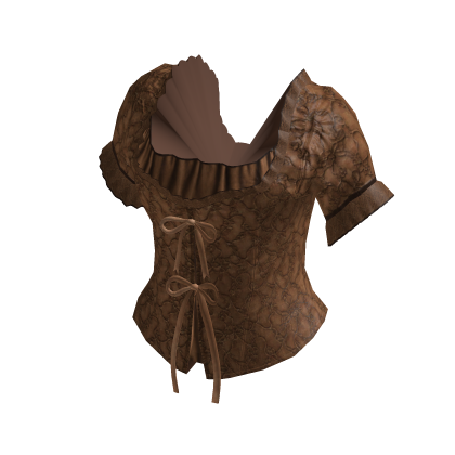 Floral Puff Sleeve Top with Ties (Brown)