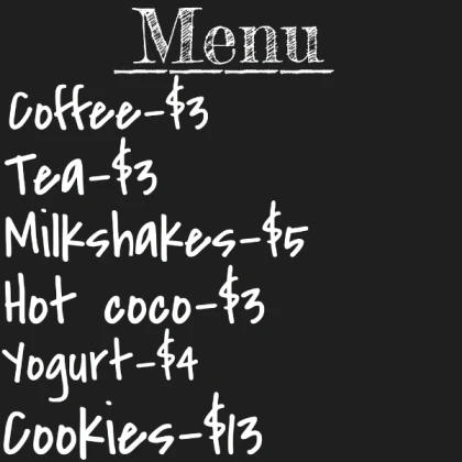 Starbucks Menu.