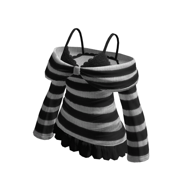 🍀Layered Bow Off-Shoulder(Striped White)