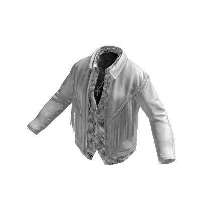 White Layered Tassel Leather Jacket