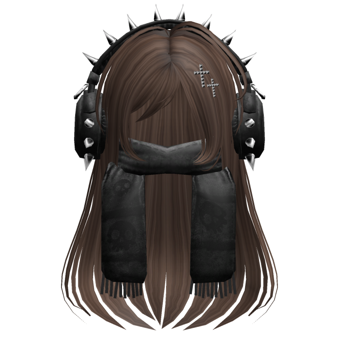 Straight Hair&Emo Headphones&Scarf Brown V2