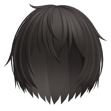 dark brown layered fluffy moe anime boy hair emo Roblox item
