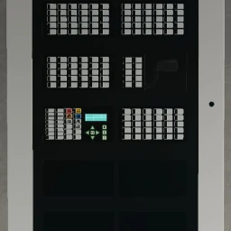 High rise office with fire alarms icon