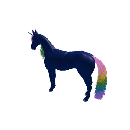 Navy Unicorn with rainbow hair