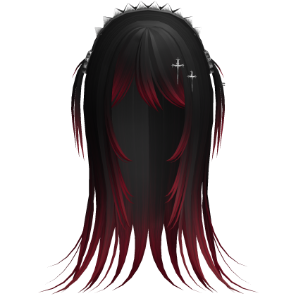 Vampire Goth Wispy Long Hair Black Red Roblox item