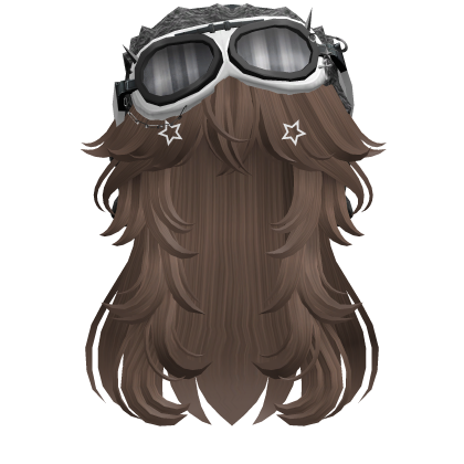Brown Long Straight Hair w/ Y2K Goggles Ushanka Roblox item