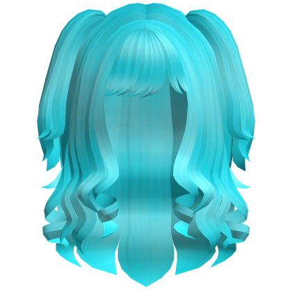 Cute Swirly Curled Pigtails (Ocean Blue)