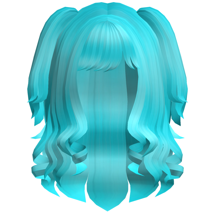 Cute Swirly Curled Pigtails (Ocean Blue)