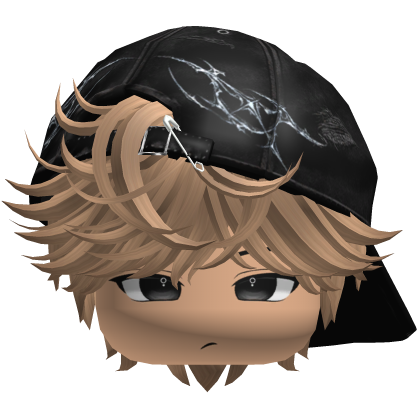 Cute Blonde emo hair with Y2K cap black
