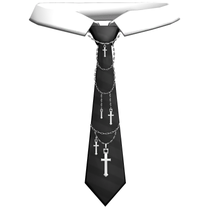 Emo Chained Collar Black Striped Tie 1.0 thumbnail