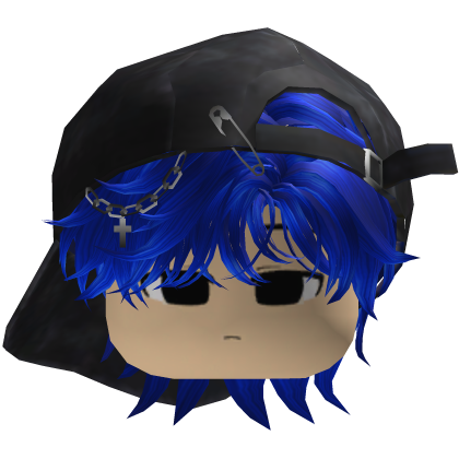 Garoto Y2k Fofo Hair Bagunçado Azul com Chapéu Roblox item
