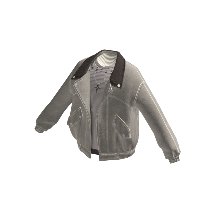 Open Bomber Jacket & Layered Tee (Grey)
