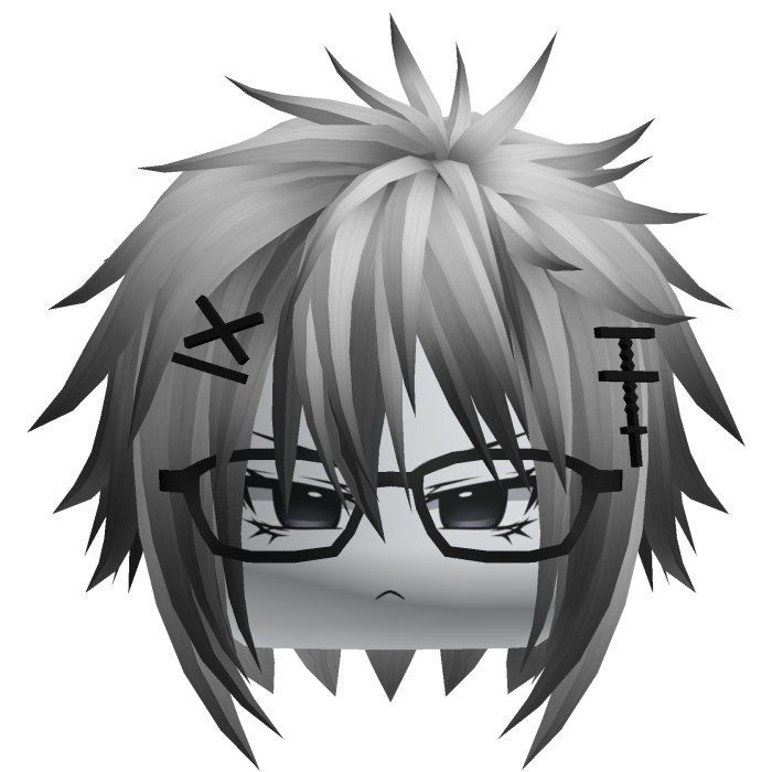 Silver Messy Emo Boy Hair w Glasses & Cross Clips