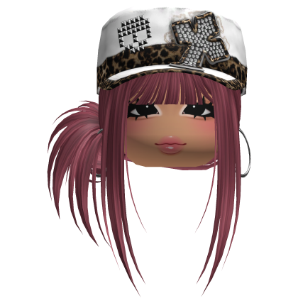 Gyaru Side Bun Hair w/ Cheetah Cap & Earrings
