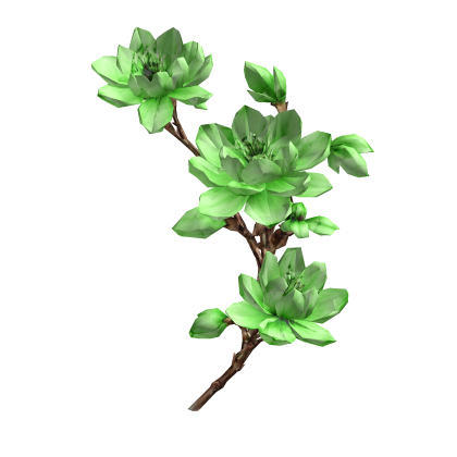 Green Cherry Blossom Flower Maximalist Branch