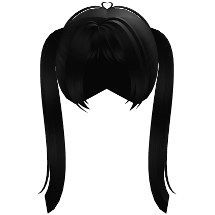 ♡ pigtails black straight tall cute