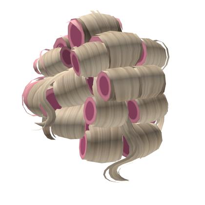 Blonde Pink Huge Curlers Hairstyle Roblox asset preview