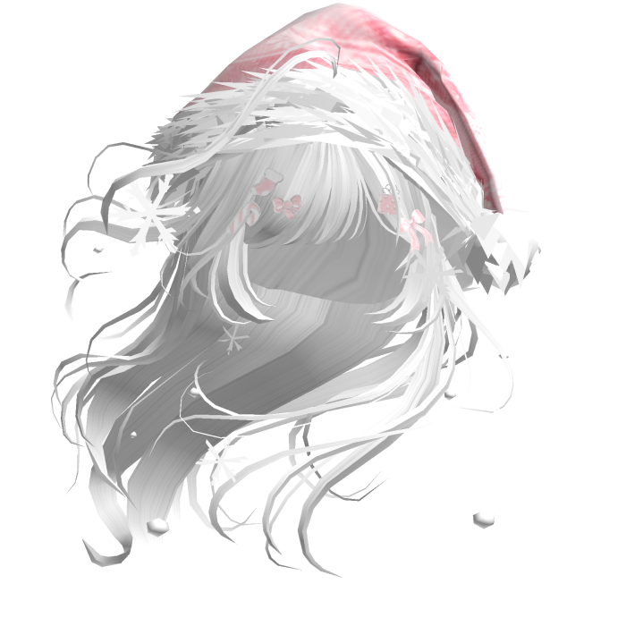 Lush Windy Hair w/Santa Hat (White)