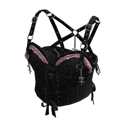 Gothic Coquette Corset Top (Black)