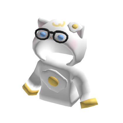 cat sweater cute egg white kitty plush w glasses ♡ thumbnail