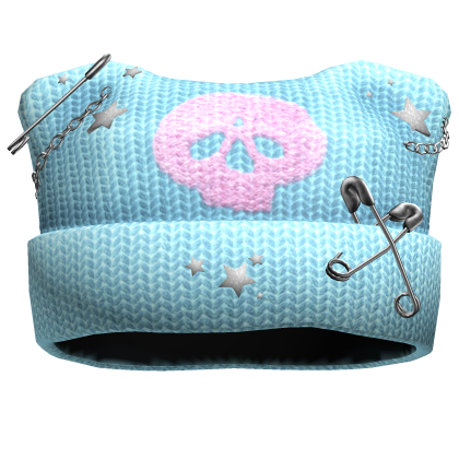 Light Blue Cute Skull Y2K Beanie Roblox item