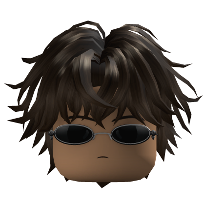 Messy Wavy Hair w/ Sunglasses (Dark Brown)